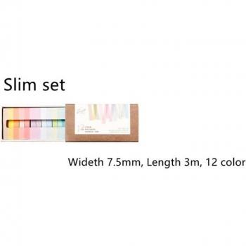 Set 12 Macarons Washi: Cintas Decorativas con Pegatinas y Enmascarado Escolar