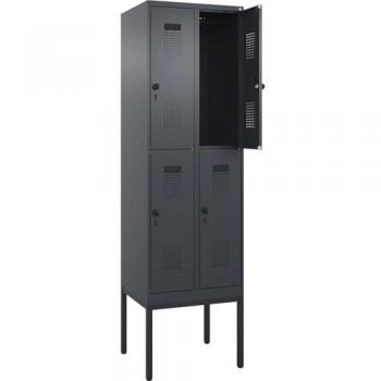 C+p Vestiaire à Deux Niveaux, 2 Compartiments, Gris
