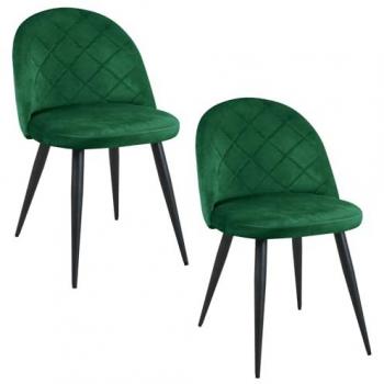 Set di Sedie da Pranzo in Velluto SJ.077 Verde Bottiglia