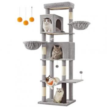 Mehrschichtiger Kratzbaum für Katzen – 175 cm – Taubengrau – XXL (59 × 48 × 190 cm)
