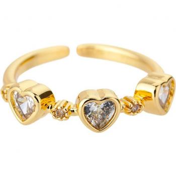 Anillo de Boda de Doble Corazón de Circón para Mujer