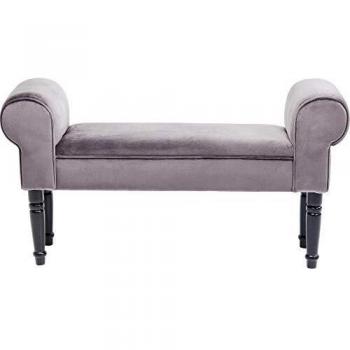 Banc Wing Kare Design en Velours Gris avec Bois Massif