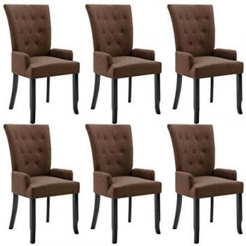 Sedia da pranzo con braccioli marrone set da 6