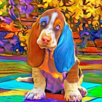 Strasssteine Hund: Handarbeit 30x30CM