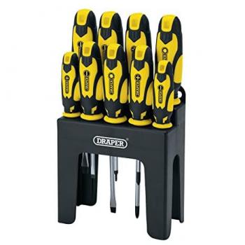 Draper 9-Piece Yellow Screwdriver Set with Soft Handles