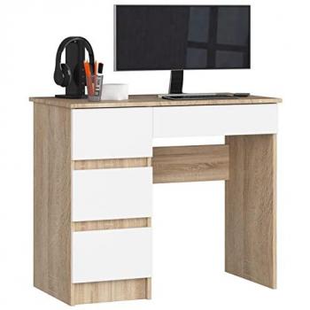 Bureau AKORD A7 90 cm avec 4 tiroirs et façade blanche