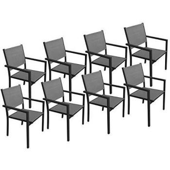 Lot de 8 chaises textilène gris