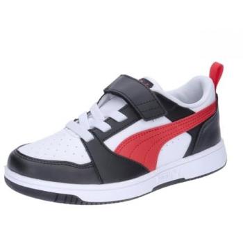 Puma Rebound V6 Lo AC+ PS Kinder Sneaker Weiß/Rot/Schwarz