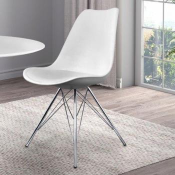 Soho White Plastic Dining Chair with Chrome Legs
