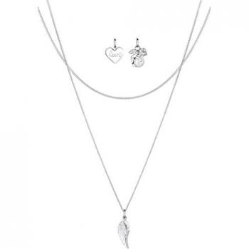 Perlenketten-Set ELLI Herz Engel Flügel Anhänger 925 Silber Damen Halskette 45 cm