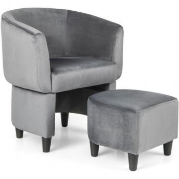 Fauteuil Tonneau avec Cadre en Bois Massif