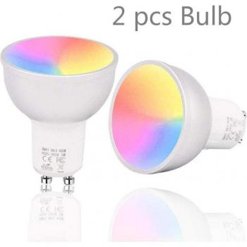 1/2/3/4/5/10PCS RGBW WiFi Smart GU10 Bulb 5W Dimmable Light, Smart Life App Compatible with Alexa/Google