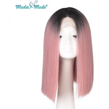 Peluca de Pelo Sintético Ombre Azul Bob 12” con Parte Media
