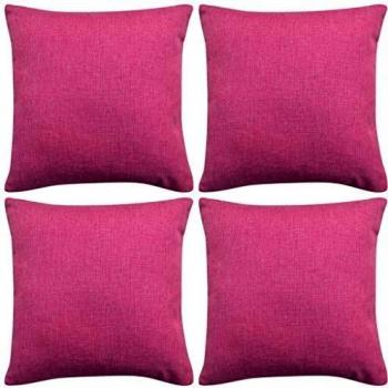 VidaXL 4 Cushion Covers Pink Linen-Look with Zip Closure 40x40 cm