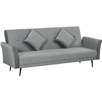 Sofá cama de 3 plazas Homcom con 2 almohadas acolchadas gris