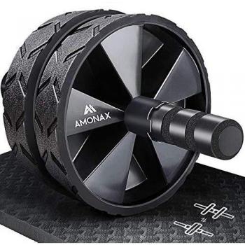 Amonax Ab Wheel Roller with Large Knee Mat for Core Abs Rollout Exercise