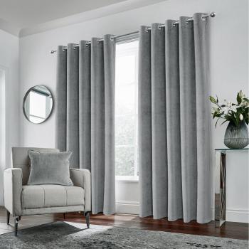 Enhanced Living Hampton Velvet Curtain Grey 229 x 183cm