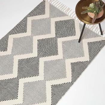 Malmo Handwoven Cotton Geometric Rug with Tassels