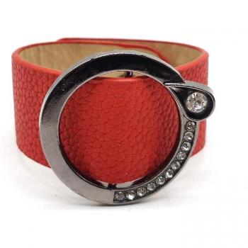 Metal Charm Leather Bracelet for Women