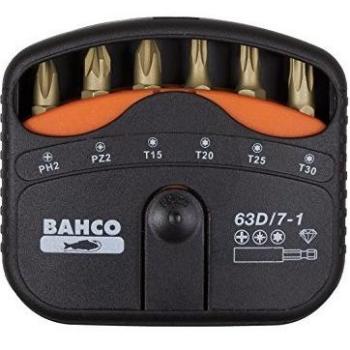 Set de Puntas Diamante Bahco 63D – 7 piezas, 1/4, compatible Phillips/Pozidriv/Torx®