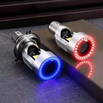 Blue/Pink Angel Eye H4 LED Motorbike Headlamp