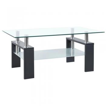 Tavolino moderno grigio e trasparente 95x55x40 cm in vetro temperato