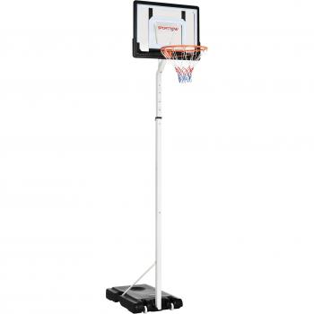 Canasta de Baloncesto Altura Ajustable SPORTNOW 260-305 cm Aro Portátil Blanco