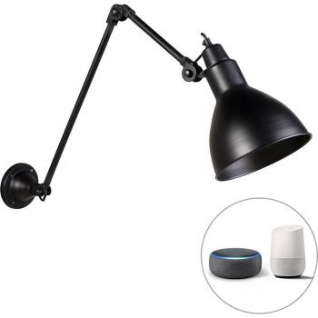 QAZQA WiFi‑Smart Adjustable Wall Lamp A60 – Black