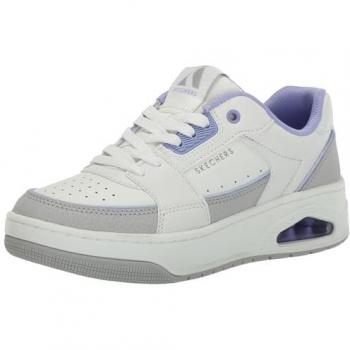 Sneakers Basse Skechers Uno Court Donna, Finitura in Pelle Bianca, Taglia 38