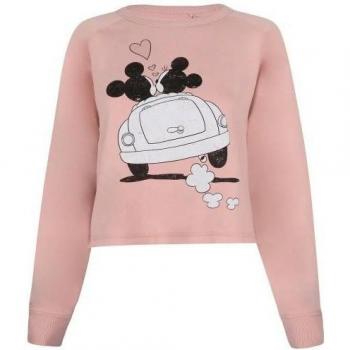 Disney Damen Mickey & Minnie Maus Herz-Crop-Sweatshirt