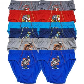 Slip per ragazzi in cotone con fantasie, confezione da 12