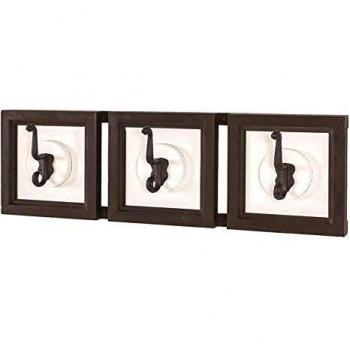 Patère PEGANE Bois Brut Laqué Blanc / Marron Foncé – 58 x 9 x 18 cm