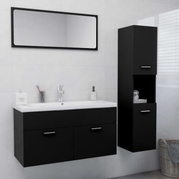 Ensemble meubles salle de bain 3 pièces noir aggloméré