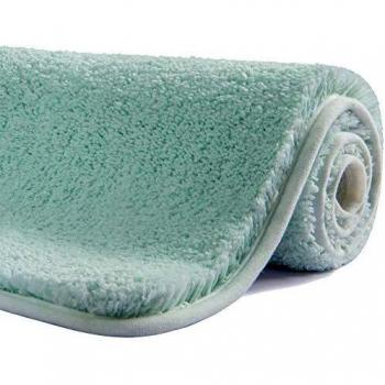 AquaSoft 60×40 Non‑Slip Fluffy Bath Rug – Easy Clean, Blue