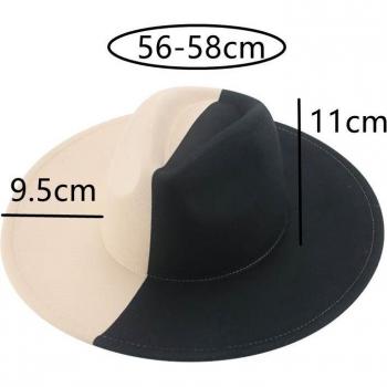 Chapeau Fedora patchwork en feutre à grand bord 9,5 cm pour homme et femme