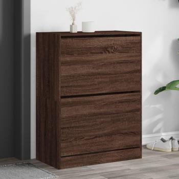 Schuhschrank mit 2 Klappen in Braun 80x42x108 cm