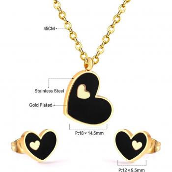 Conjunto de accesorios de joyería de acero inoxidable para mujer, collar con colgante de corazón y pendientes