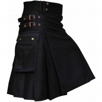 Jupe Plissée Homme Écossaise Noir XXXXXL