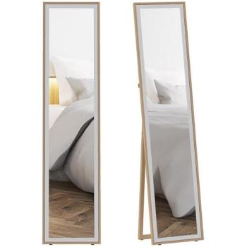 Espejo Cuerpo Entero Homcom 157x37 cm – Estilo Plateado/Natural