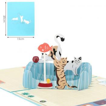 DIY Cat and Fish 3D Pop-Up Greeting Cards