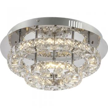 Klares Chrom‑LED Deckenlicht Globo CALISA 24 W – Acrylkristalle