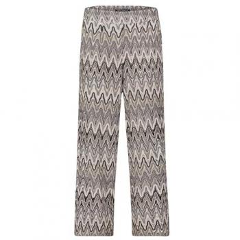 Pantaloni Betty Barclay in Crema, Nero e Accenti Bianchi