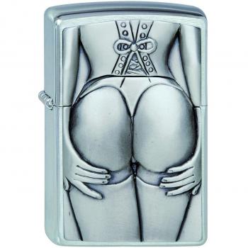 Chrome Brushed Zippo Stocking Girl Lighter