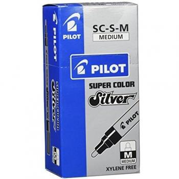 Ensemble de 12 stylos à encre noire Super Color argent, pointe fine