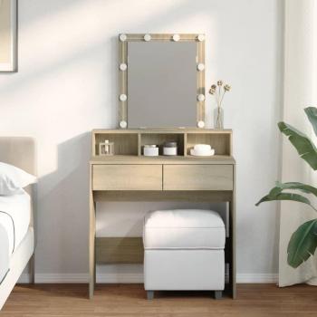 Sonoma Oak Dresser with Integrated LED Light from vidaXL (Size: 80x41x144.5 cm)