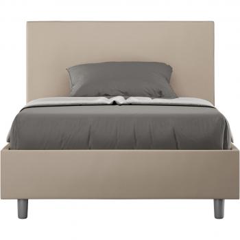 Letto Imbottito 1PiazzaMezza 120x190 cm Adele – Similpelle, Tortora, Rete