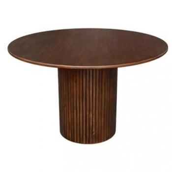 Sweeek 4-Persona Round Table in Legno di Hevea con Impiallacciatura di Quercia