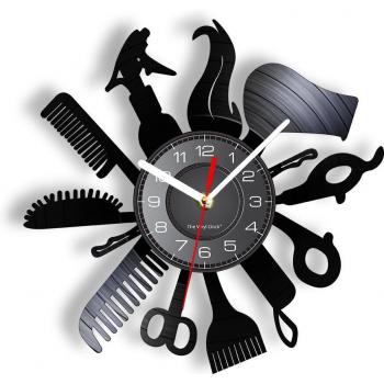 Horloge murale « Coupe & Temps » pour barbershop