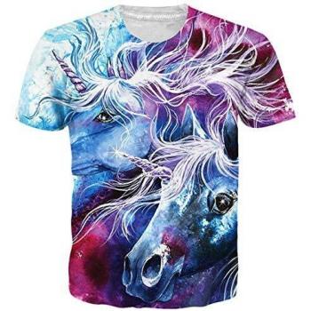 T-Shirt Estiva 3D Unicornio