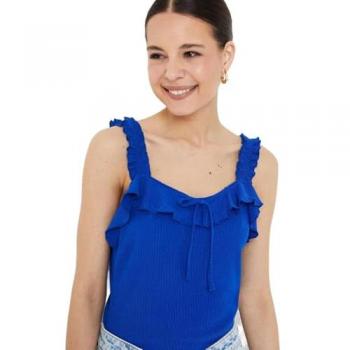 Women's Tie Front Frill Detail Vest Top